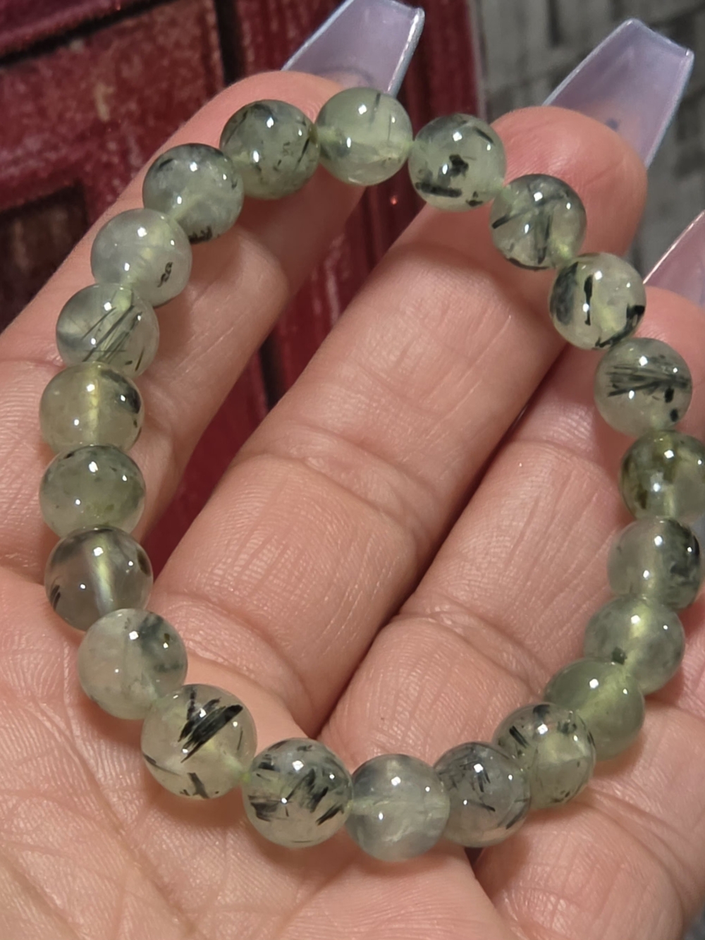 Prehnite Beaded Stretch Bracelet - Women Jewelry